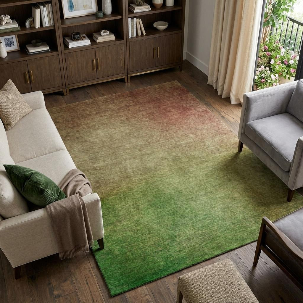 10' X 14' Blush And Taupe Ombre Shag Washable Area Rug With UV Protection - Home & Garden