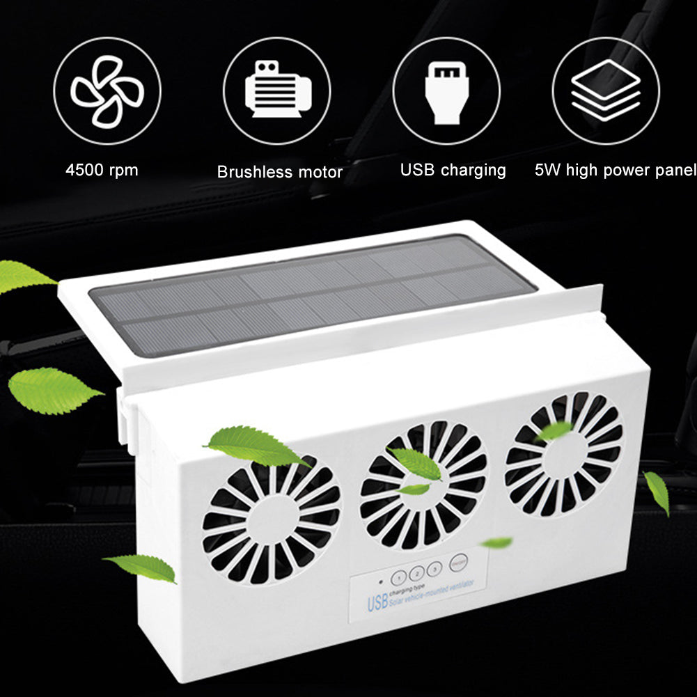 Solar USB Dual Charging Vehicle Cooling Tool Car Exhaust Fan Vehicle Air Circulation Smoke Exhaust Fan Car Ventilation Fan