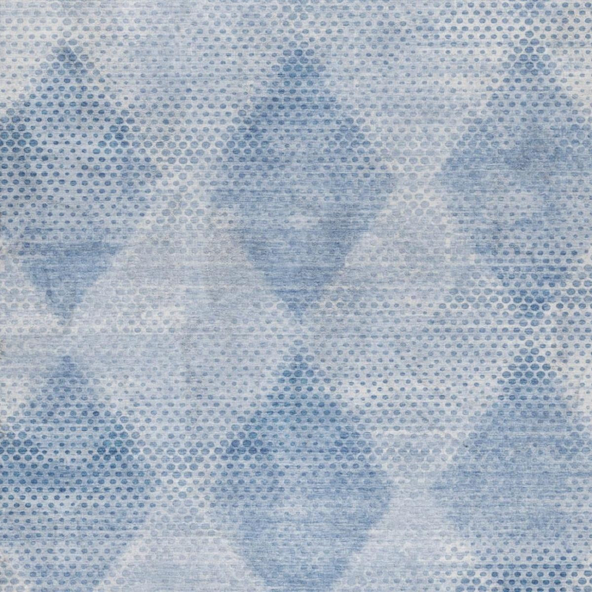 3' X 5' Blue And Denim Blue Geometric Shag Washable Area Rug With UV Protection - Home & Garden