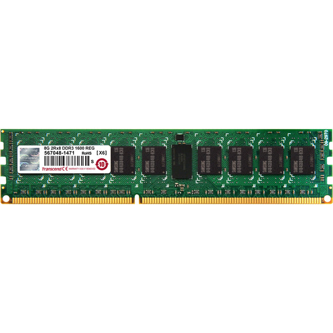 Transcend 8GB of DDR3 the Memory 240Pin Long-DIMM DDR3-1600 ECC Registered Memory