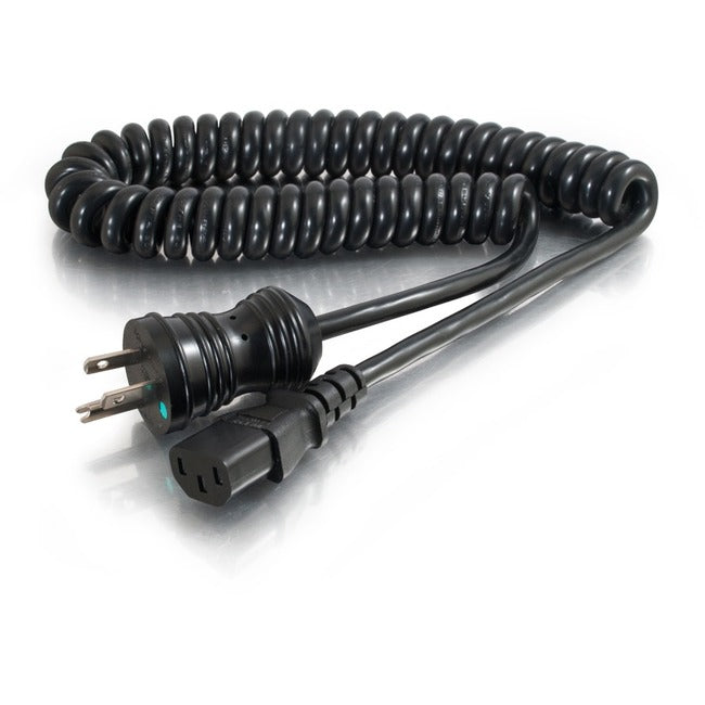 C2G 6ft 18 AWG Coiled Hospital Grade Power Cord (NEMA 5-15P to IEC320C13) - Black Default Title