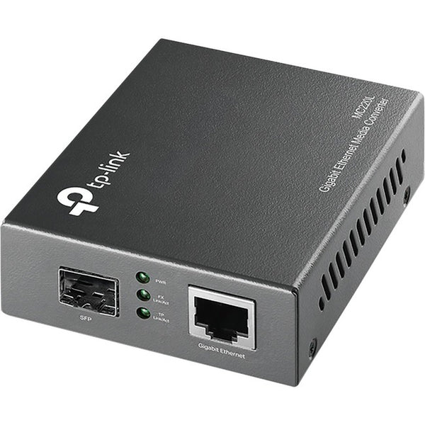 TP-LINK MC220L Gigabit Media Converter, 1000Mbps RJ45 to 1000Mbps SFP slot supporting MiniGBIC modules, chassis mountable - GreatEagleInc