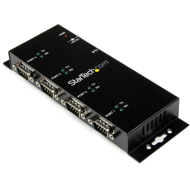 StarTech.com USB to Serial Adapter Hub - 4 Port - Industrial - Wall Mount - Din Rail - COM Port Retention - FTDI USB Serial…