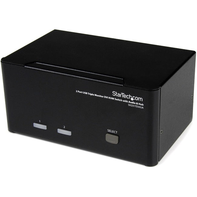 StarTech.com 2 Port Triple Monitor DVI USB KVM Switch with Audio & USB 2.0 Hub - GreatEagleInc