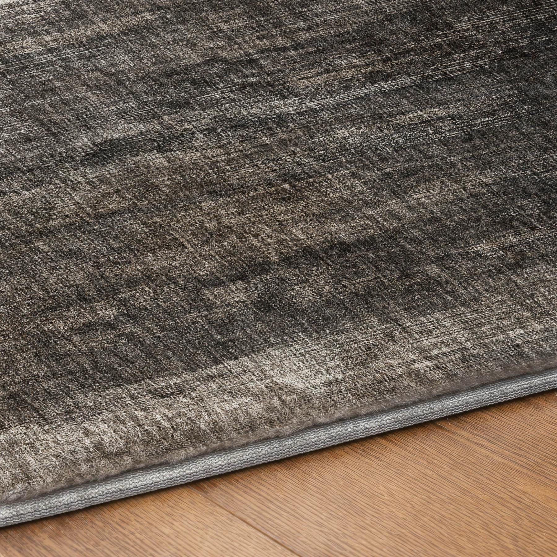 5' X 8' Gray And Black Abstract Shag Washable Area Rug With UV Protection - Home & Garden