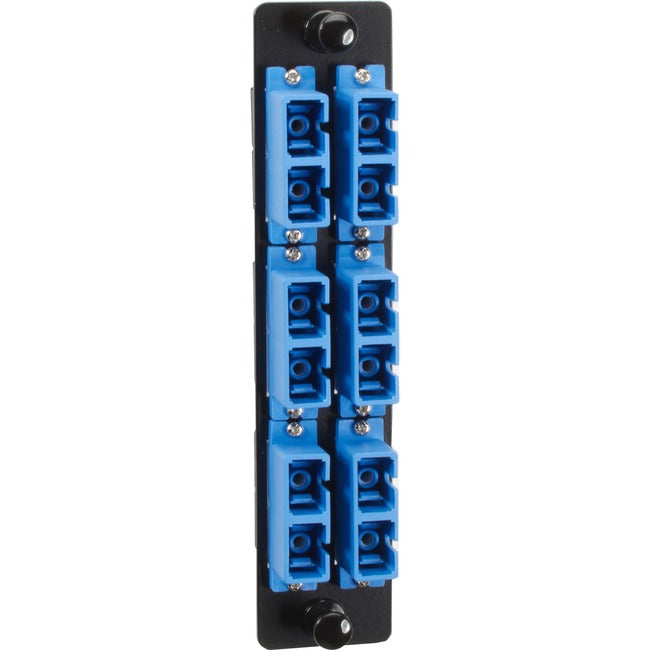 Black Box High-Density Adapter Panel, Ceramic Sleeves, (6) SC Duplex Pairs, Blue