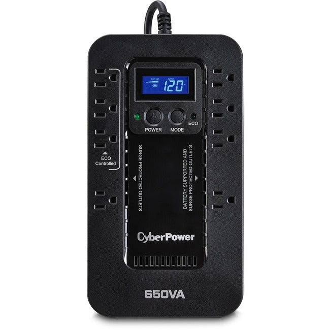 CyberPower EC650LCD Ecologic 650VA/390W Energy Efficient LCD Desktop ECO UPS - GreatEagleInc