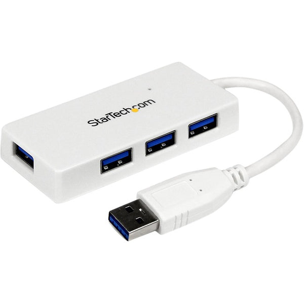 StarTech.com Portable 4 Port SuperSpeed Mini USB 3.0 Hub - White - GreatEagleInc