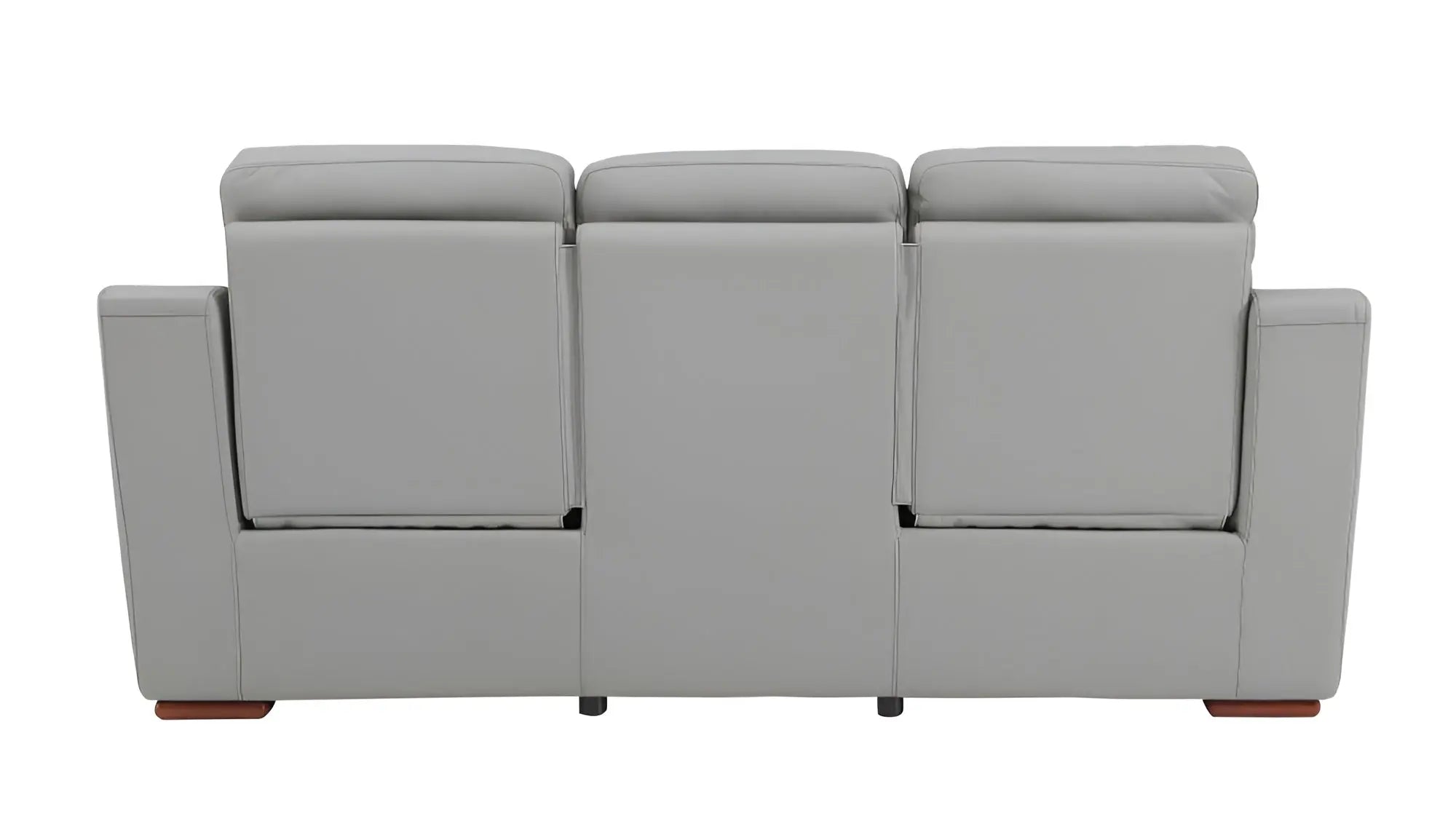 90" Gray Faux Leather Reclining Sofa With Brown Legs Homeroots Living Room