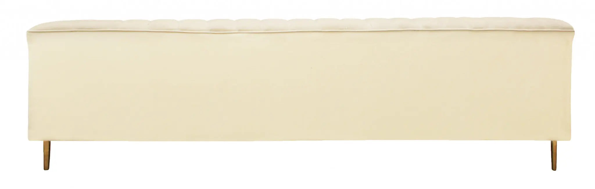 90" Ivory Velvet Sofa And Toss Pillows With Gold Legs Homeroots Living Room