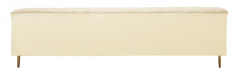90" Ivory Velvet Sofa And Toss Pillows With Gold Legs Homeroots Living Room