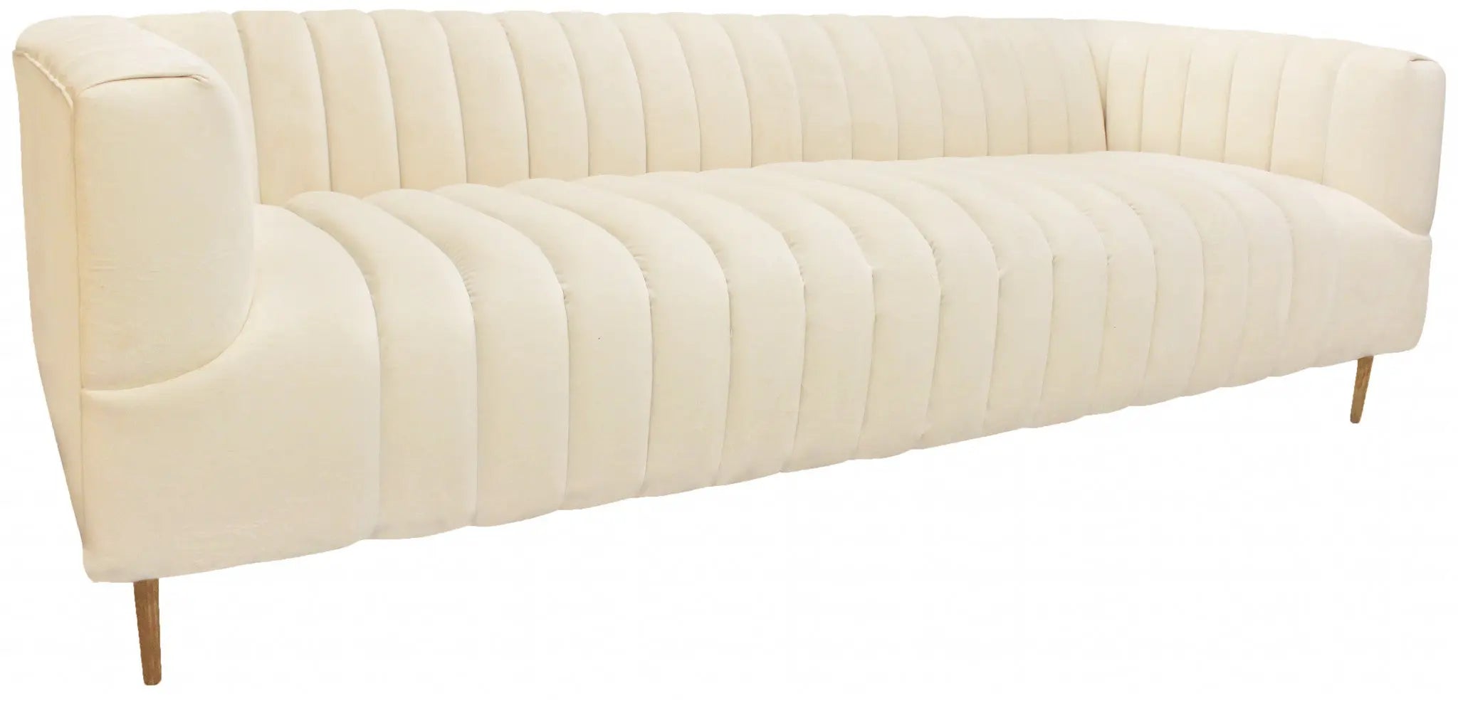 90" Ivory Velvet Sofa And Toss Pillows With Gold Legs Homeroots Living Room