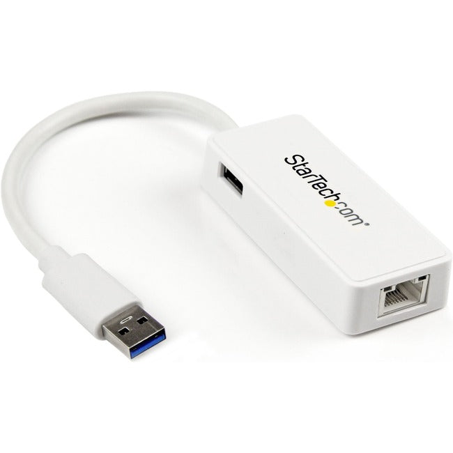 StarTech.com USB 3.0 to Gigabit Ethernet Adapter NIC w/ USB Port - White - GreatEagleInc