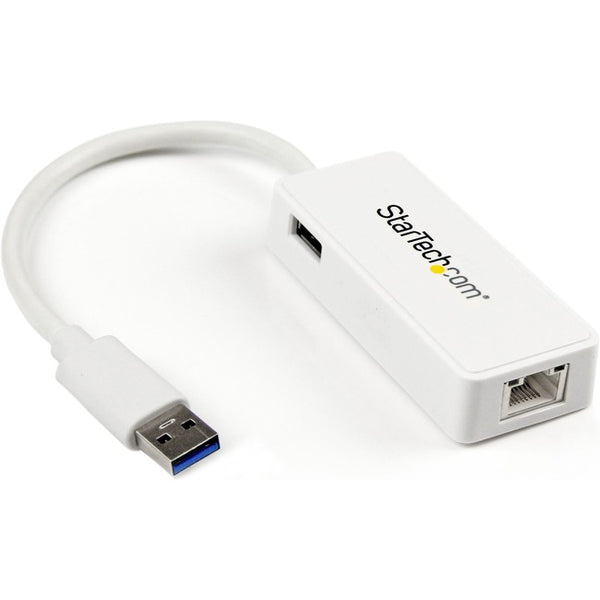 StarTech.com USB 3.0 to Gigabit Ethernet Adapter NIC w/ USB Port - White - GreatEagleInc