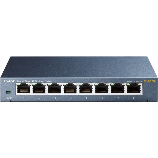 TP-LINK TL-SG108 8-Port 10/100/1000Mbps Desktop Gigabit Steel Cased Switch, IEEE 802.1p QoS, Up to 72% Power Saving - GreatEagleInc
