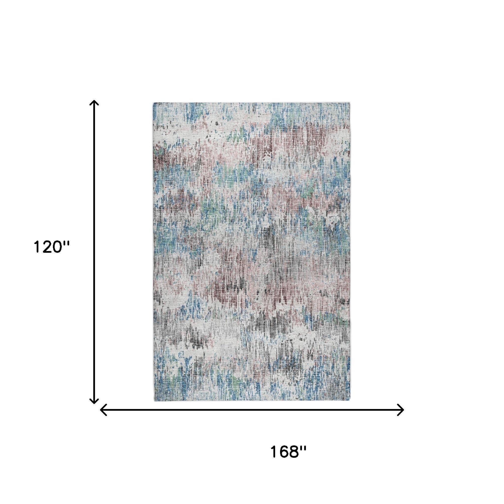 10' X 14' Blue And Silver Abstract Shag Washable Area Rug With UV Protection - Home & Garden