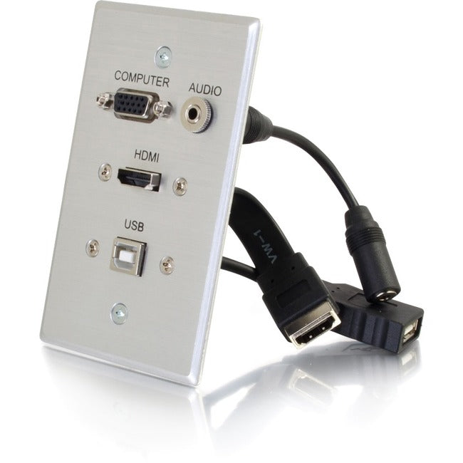 C2G HDMI, VGA, 3.5mm Audio and USB Pass Through Wall Plate - Single Gang Aluminum Default Title