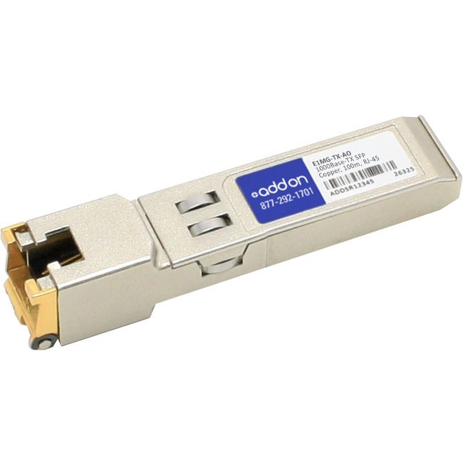 AddOn Brocade E1MG-TX Compatible TAA Compliant 10/100/1000Base-TX SFP Transceiver (Copper, 100m, RJ-45)