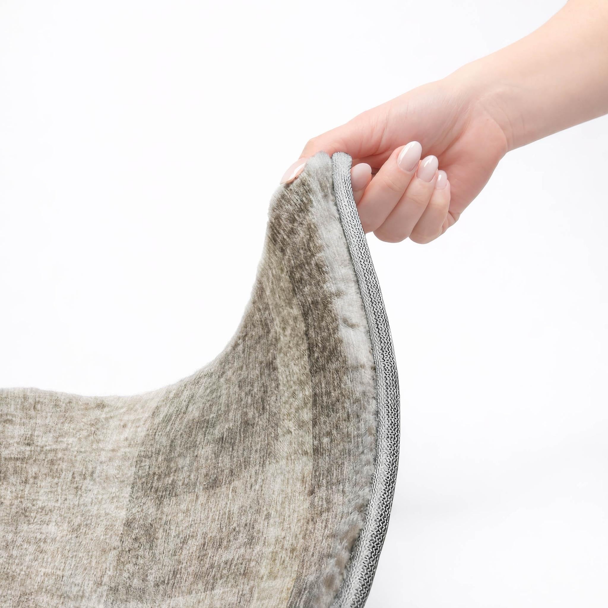 3' X 5' Taupe And Gray Geometric Shag Washable Area Rug With UV Protection - Home & Garden