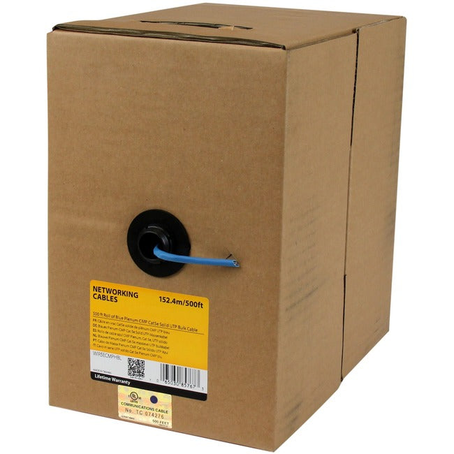 StarTech.com 500 ft Roll of Blue Plenum CMP Cat5e Solid UTP Bulk Cable - GreatEagleInc