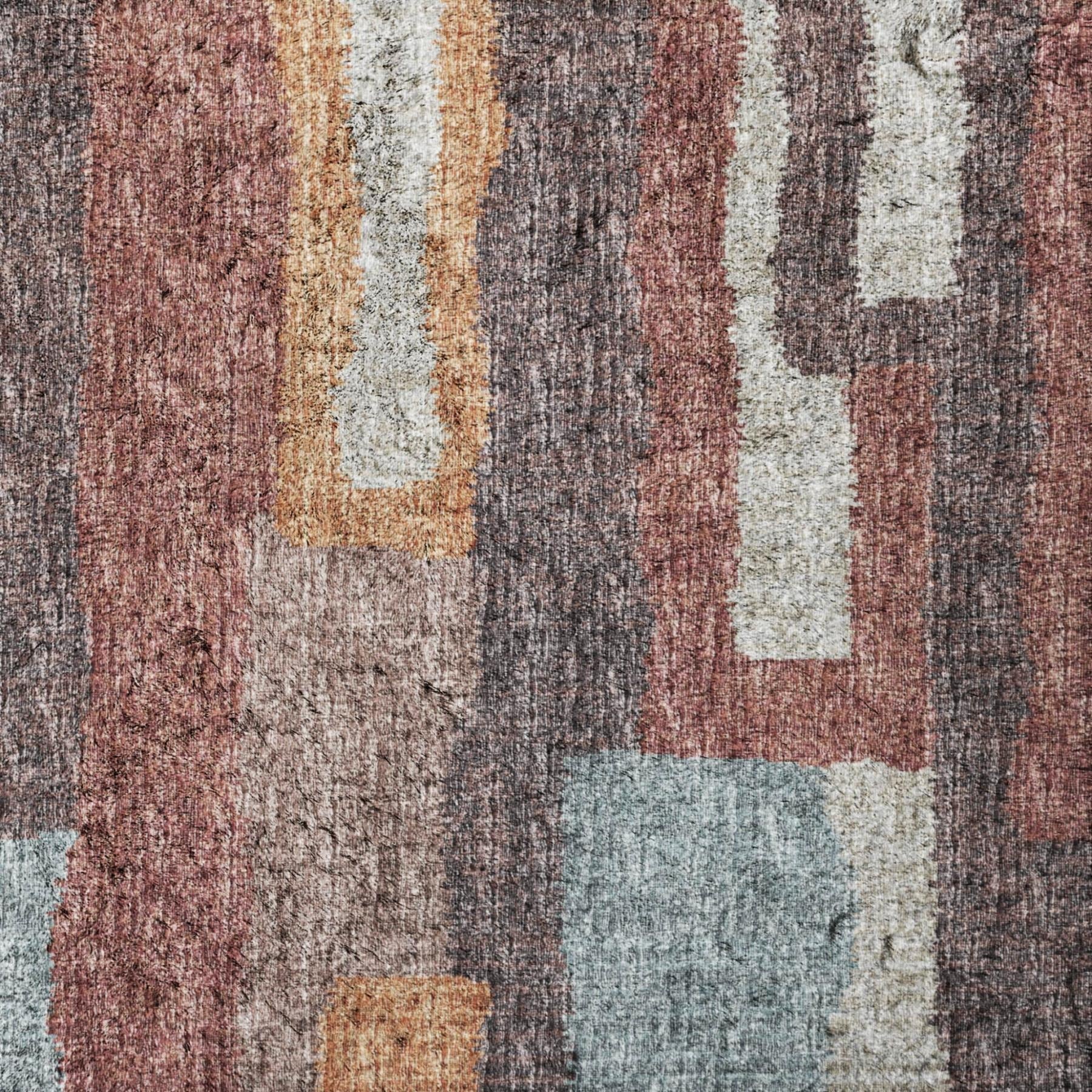 10' X 14' Orange And Burgundy Striped Shag Washable Area Rug With UV Protection - Home & Garden