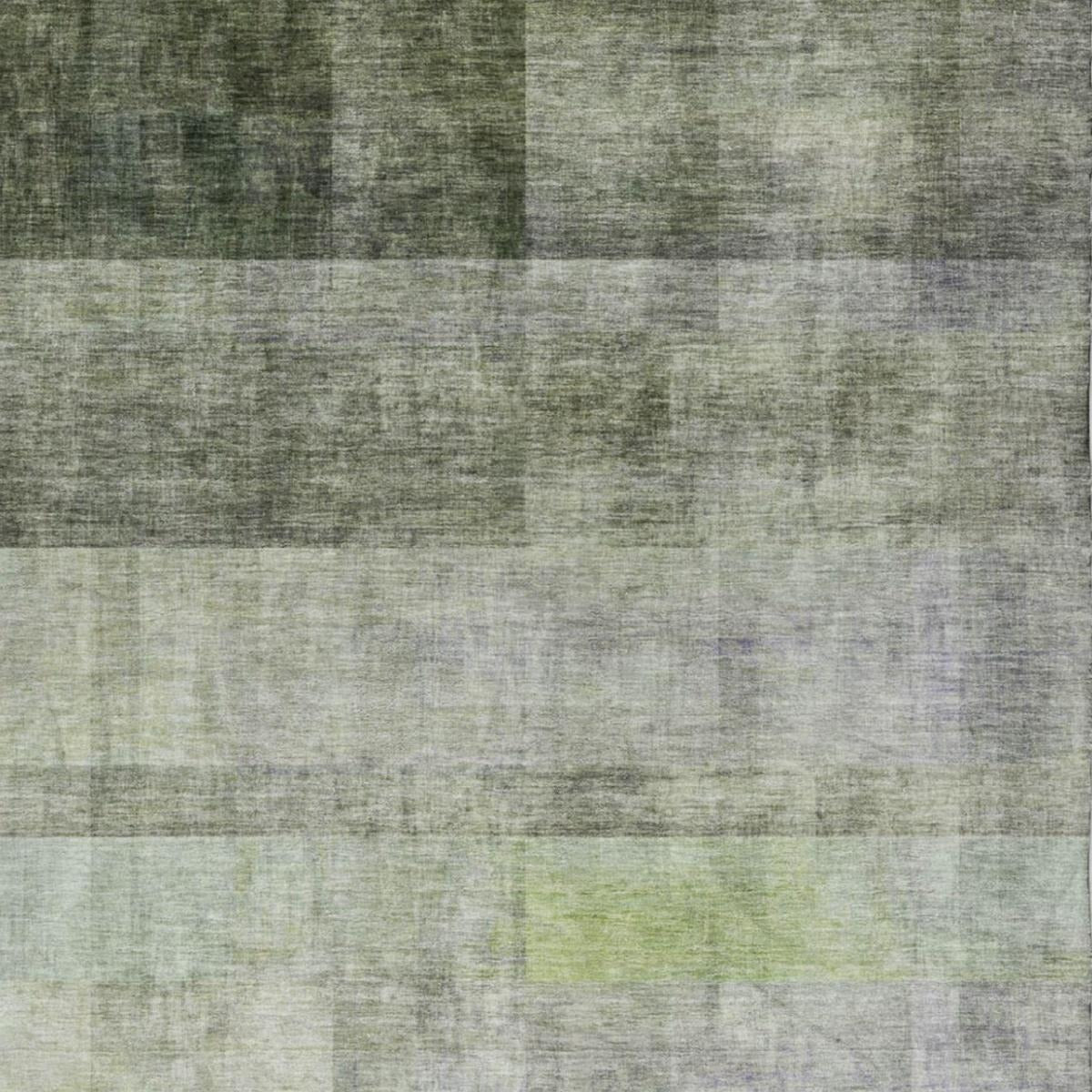 10' X 14' Olive Green And Gray Geometric Shag Washable Area Rug With UV Protection - Home & Garden