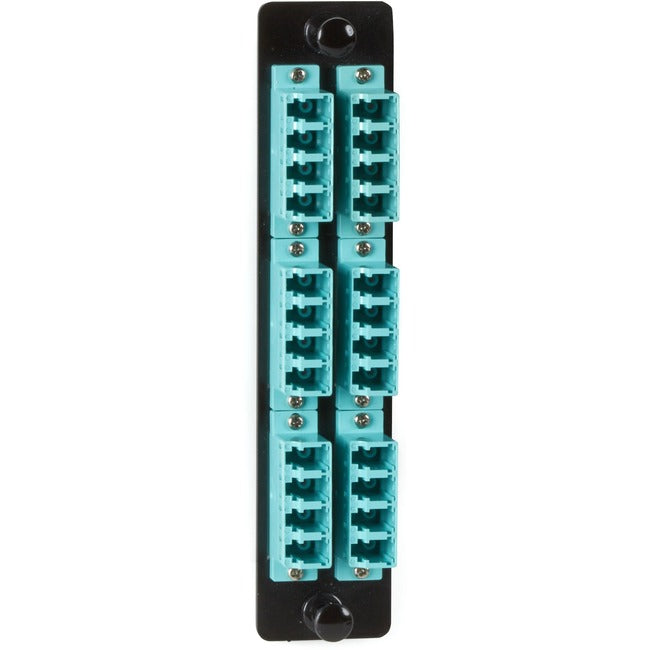 Black Box High-Density Adapter Panel, Ceramic Sleeves, (12) LC Duplex Pairs, Aqua - GreatEagleInc