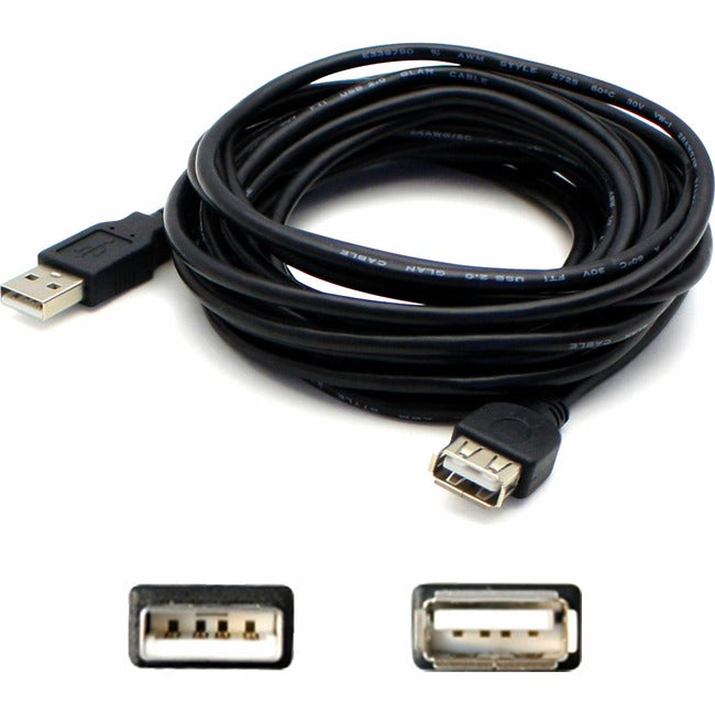 AddOn 15ft USB 2.0 (A) Male to Female Black Extension Cable