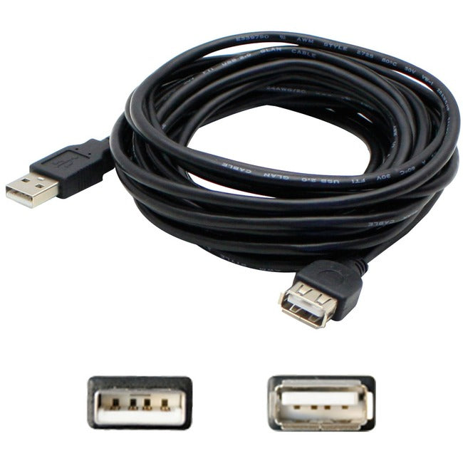 AddOn 5-Pack of 6ft USB 2.0 (A) Male to Female Black Extension Cables