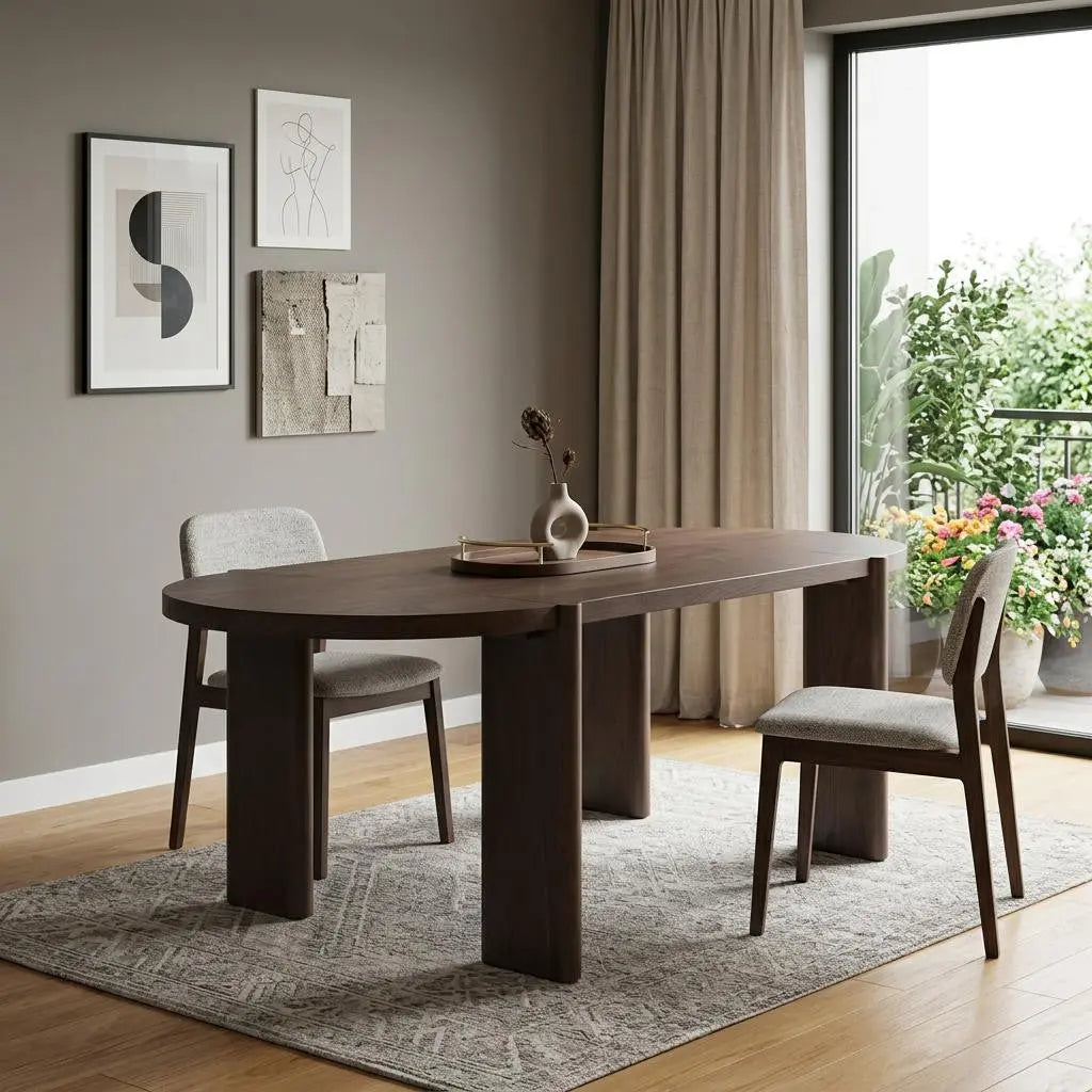 91" Brown Solid Wood Oval Dining Table Homeroots Kitchen & Dining