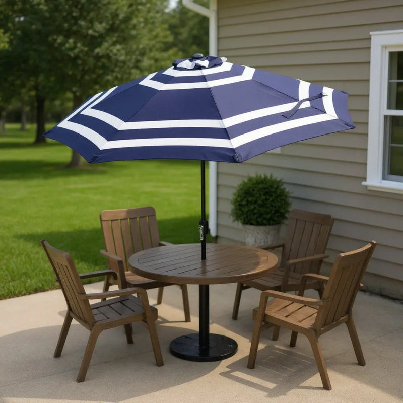 91" Dark Blue Polyester Octagonal Tilt Market Patio Umbrella Homeroots Outdoor