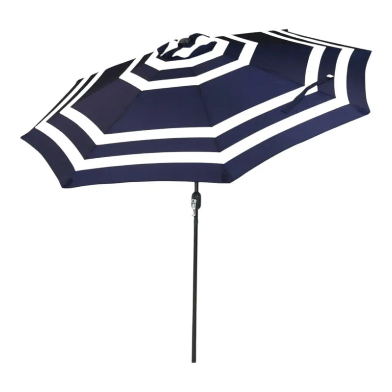 91" Dark Blue Polyester Octagonal Tilt Market Patio Umbrella Homeroots Outdoor