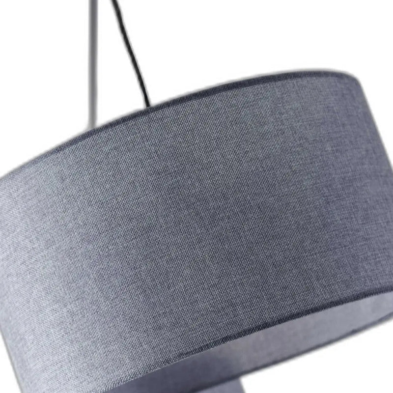 91" Silver Three Light Tree Floor Lamp With Gray Linen Drum Shade - GreatEagleInc