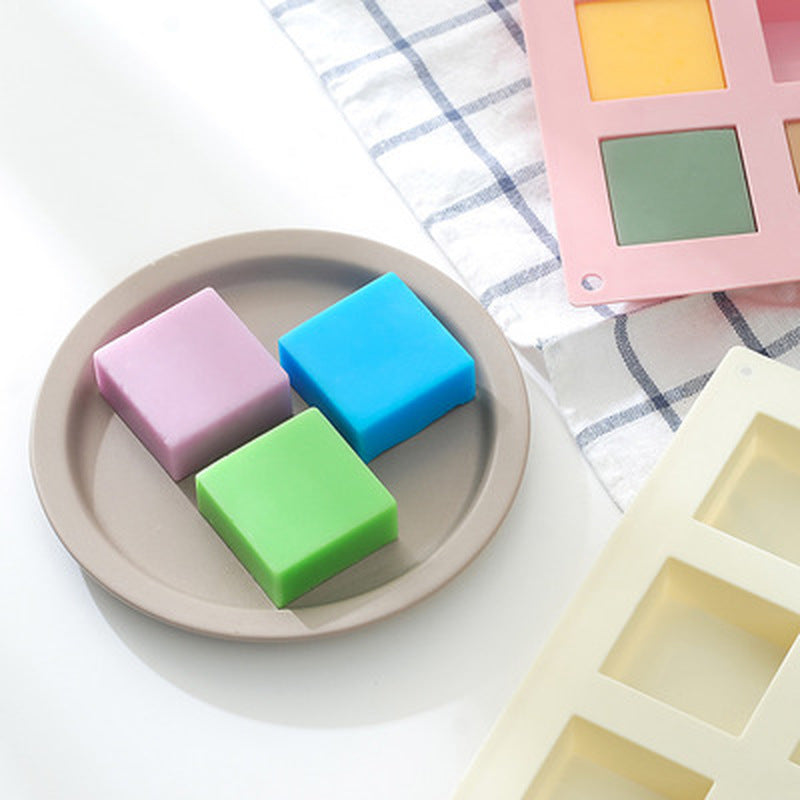 Mould For Handmade Craft Soap Mold Candy Color 6 Cavity Silicone Plain Basic Rectangle Soap Mold Silicone