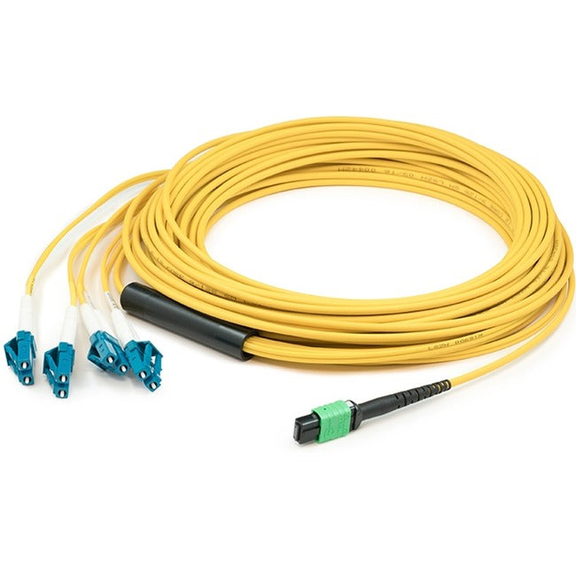 AddOn 2m MPO (Female) to 8xLC (Male) 8-strand Yellow OS1 Fiber Fanout Cable