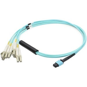 AddOn 30m MPO (Female) to 8xLC (Male) 8-strand Aqua OM3 Fiber Fanout Cable - Computers & Electronics