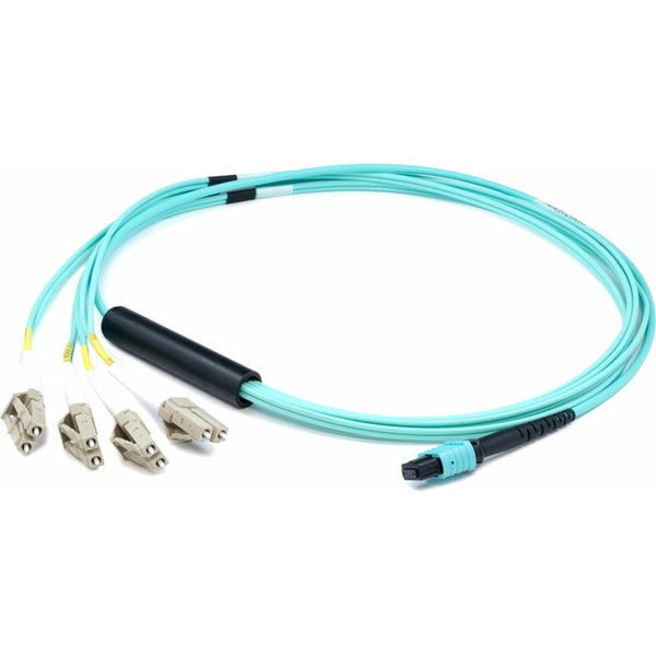 AddOn 3m MPO (Female) to 8xLC (Male) 8-strand Aqua OM3 Fiber Fanout Cable - GreatEagleInc