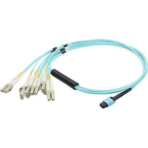 AddOn 15m MPO (Female) to 6xLC (Male) 12-strand Aqua OM3 Duplex Fiber Fanout Cable - Computers & Electronics