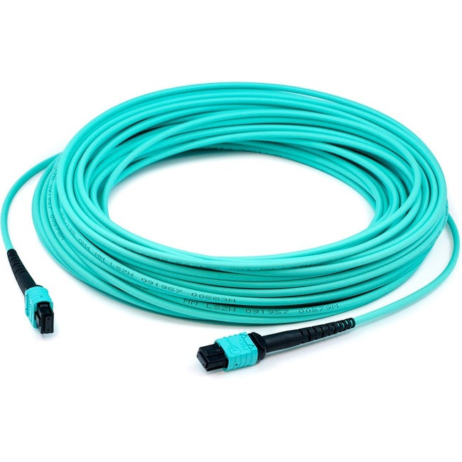 AddOn 15m MPO (Female) to MPO (Female) 12-strand Aqua OM3 Crossover Fiber OFNR (Riser-Rated) Patch Cable Default Title