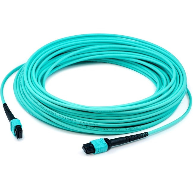 AddOn 3m MPO (Female) to MPO (Female) 12-strand Aqua OM3 Straight Fiber OFNR (Riser-Rated) Patch Cable - GreatEagleInc
