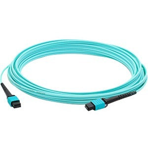 AddOn 3m MPO (Female) to MPO (Female) 12-strand Aqua OM4 Crossover Fiber OFNR (Riser-Rated) Patch Cable - GreatEagleInc