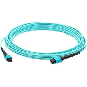 AddOn 5m MPO (Female) to MPO (Female) 12-strand Aqua OM4 Crossover Fiber OFNR (Riser-Rated) Patch Cable