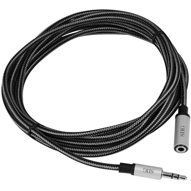 SIIG Woven Fabric Braided 3.5mm Stereo Aux Cable (M/F) - 3M - GreatEagleInc