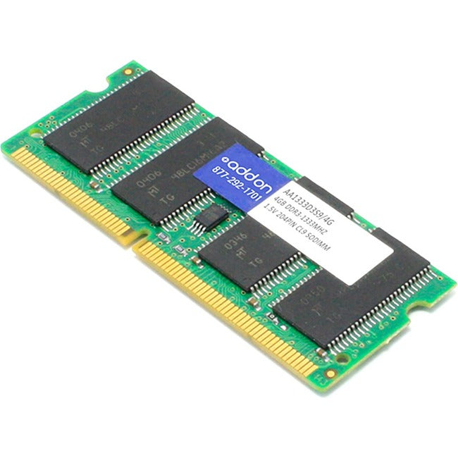 AddOn AA1333D3S9/4G x1 JEDEC Standard 4GB DDR3-1333MHz Unbuffered Dual Rank 1.5V 204-pin CL9 SODIMM