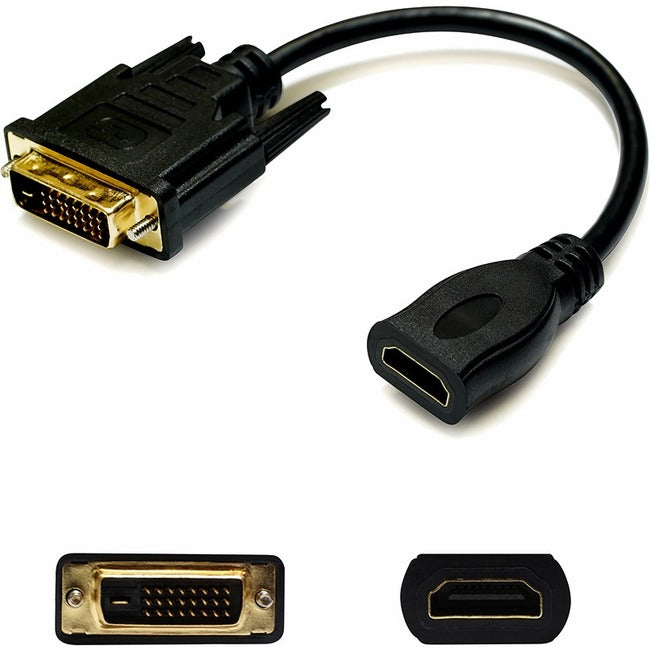 AddOn 5-Pack of 8in HDMI Male to DVI-D Female Black Adapter Cables