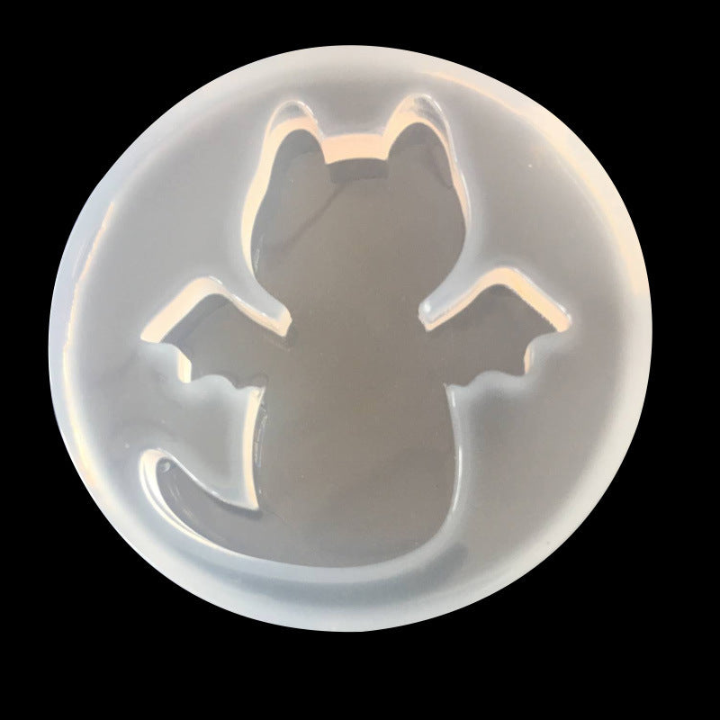 Mirror Angel Cat Demon Cat diy handmade Grinding dripping Mold Clay key chain pendant