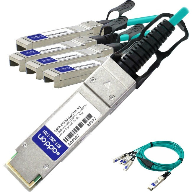 AddOn Cisco QSFP-4X10G-AOC7M Compatible TAA Compliant 40GBase-AOC QSFP+ to 4xSFP+ Direct Attach Cable (850nm, MMF, 7m)