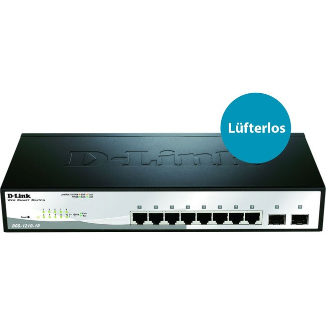 D-Link 10-Port Gigabit Web Smart Switch Including 2 Gigabit SFP Ports - GreatEagleInc