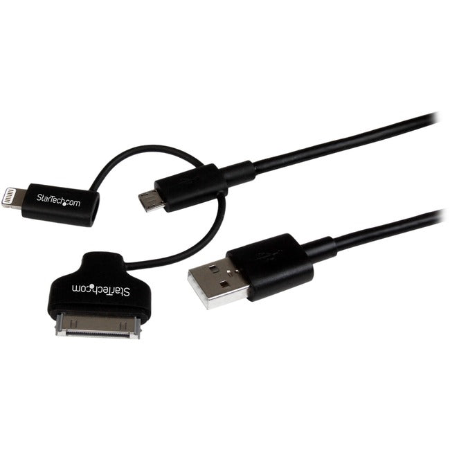 StarTech.com 1m (3 ft) Black Apple 8-pin Lightning or 30-pin Dock Connector or Micro USB to USB Combo Cable for iPhone / iPod / iPad Default Title