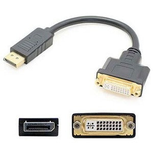 AddOn 8in Lenovo 45J7915 Compatible DisplayPort Male to DVI-I Female Black Adapter Cable (Requires DP++) - GreatEagleInc